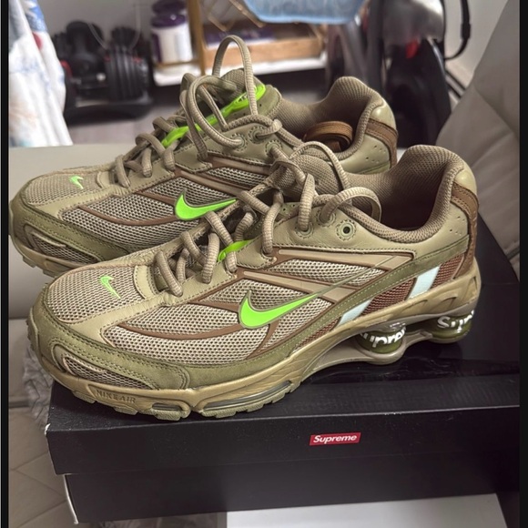 Nike supreme olive and lime shox